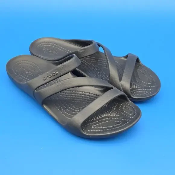 Crocs Sandals Women's Kadee II Strappy Slip-on Black Size 9 Comfort Shoe New - Picture 4 of 10